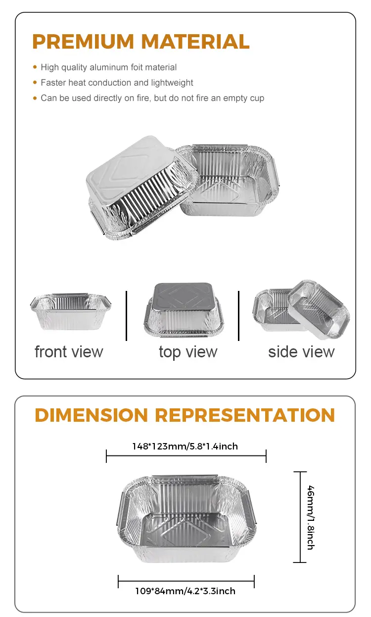 Rectangular Catering Takeaway Silver Aluminum Foil Containers