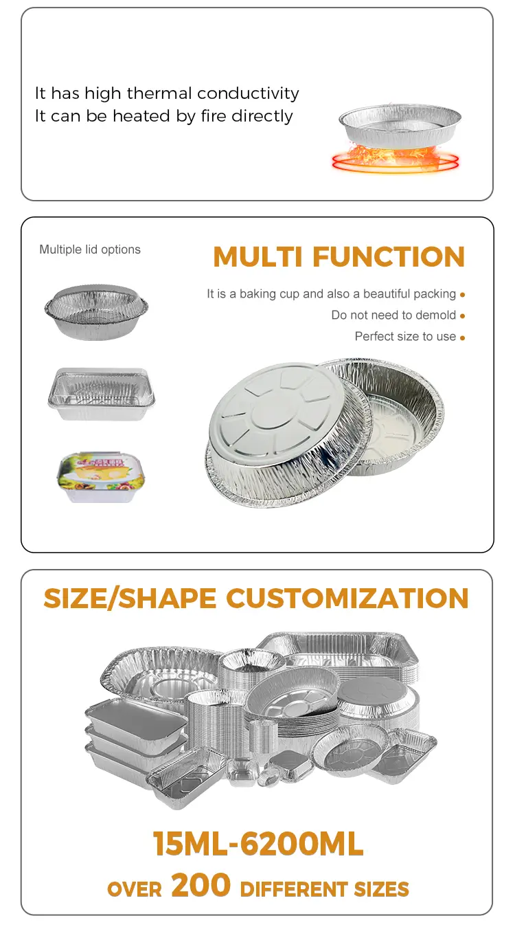 Round Takeaway Silver Aluminum Foil Containers