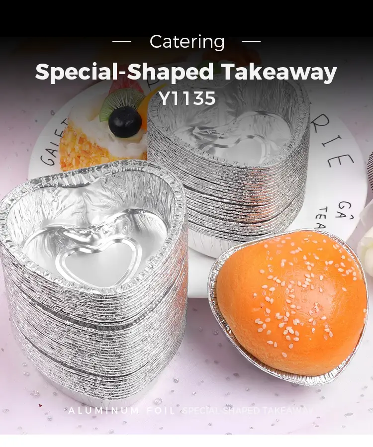Special-Shaped Heart Cake Pan Takeaway Silver Aluminum Foil Containers