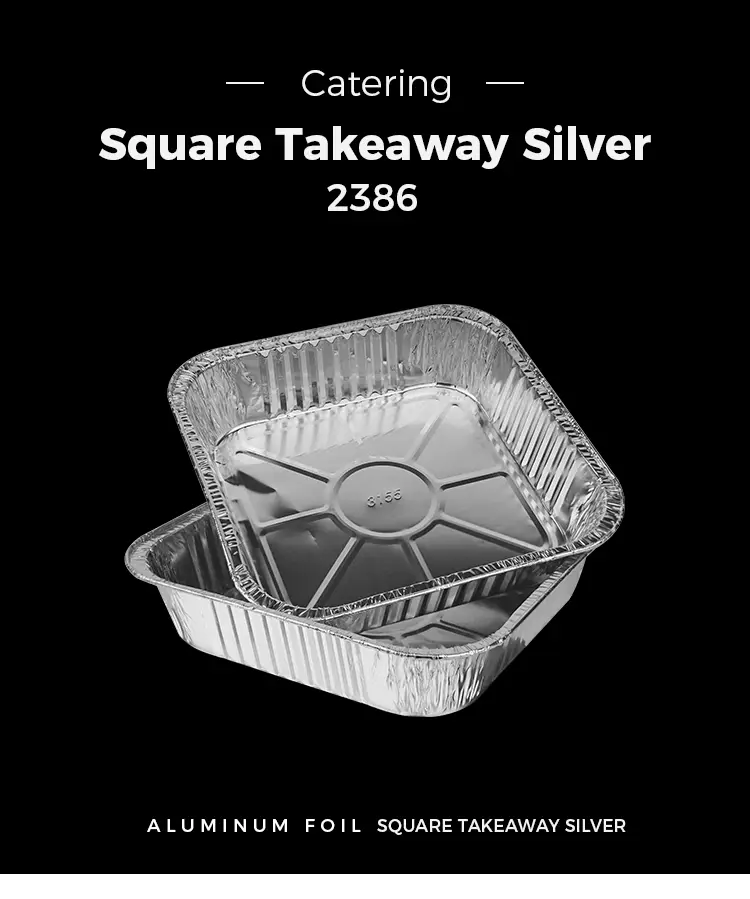 Square Takeaway Silver Aluminum Foil Containers