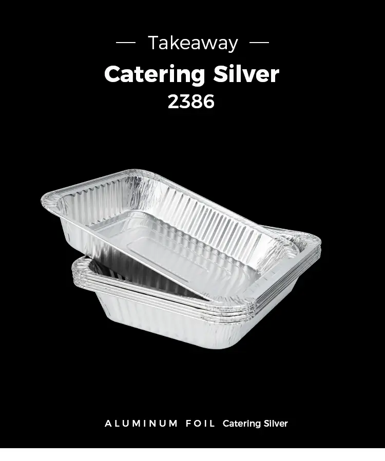 Rectangular takeaway large silver foil container