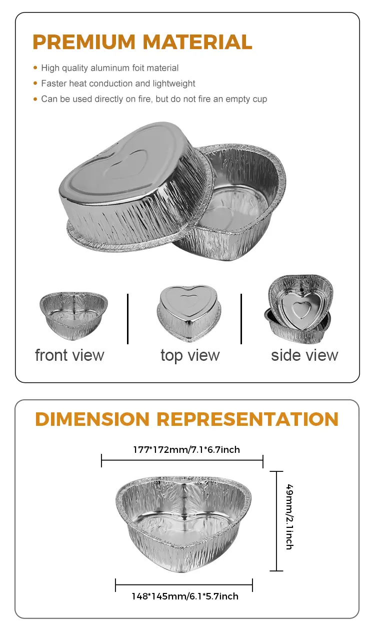 Special-Shaped Heart Cake Pan Takeaway Silver Aluminum Foil Containers