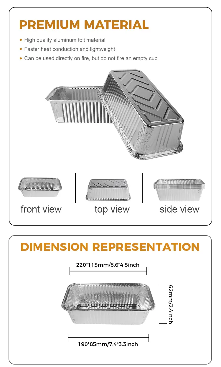 Square Silver Aluminum Foil Food Container