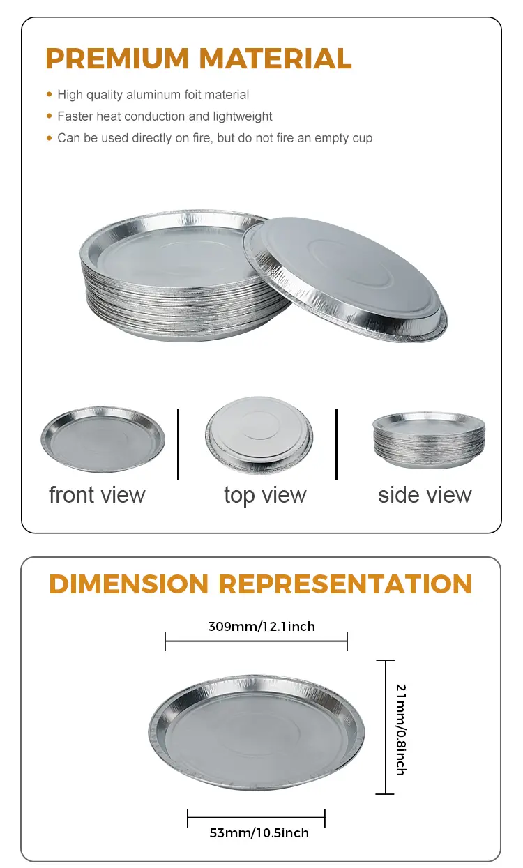 10-12 Inches Pizza Pan Silver Aluminum Foil Containers