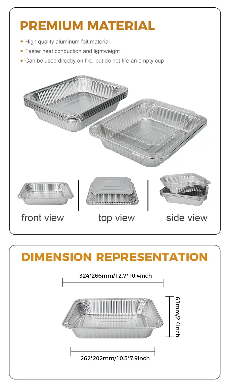 Rectangular takeaway large silver foil container