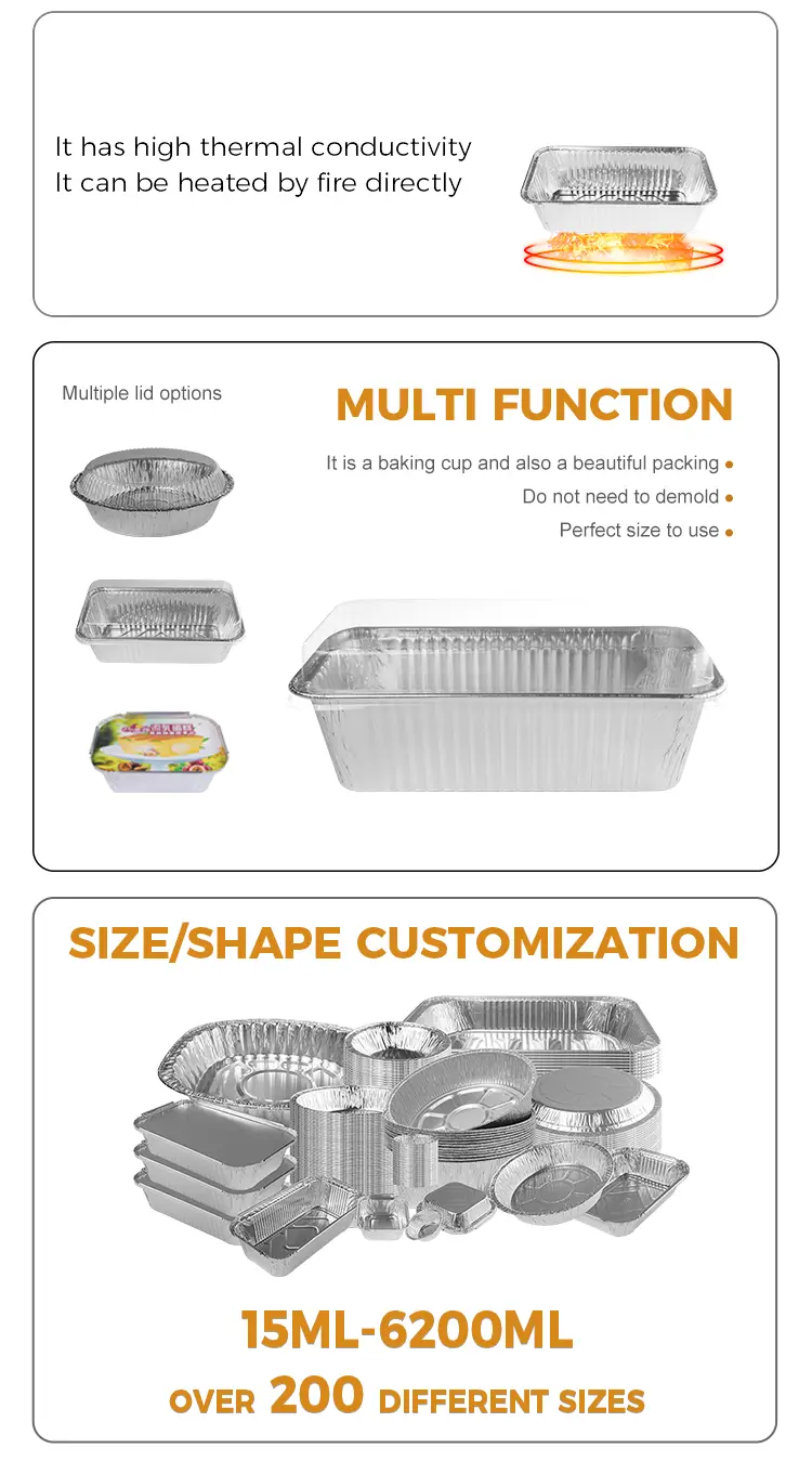 Square Silver Aluminum Foil Food Container