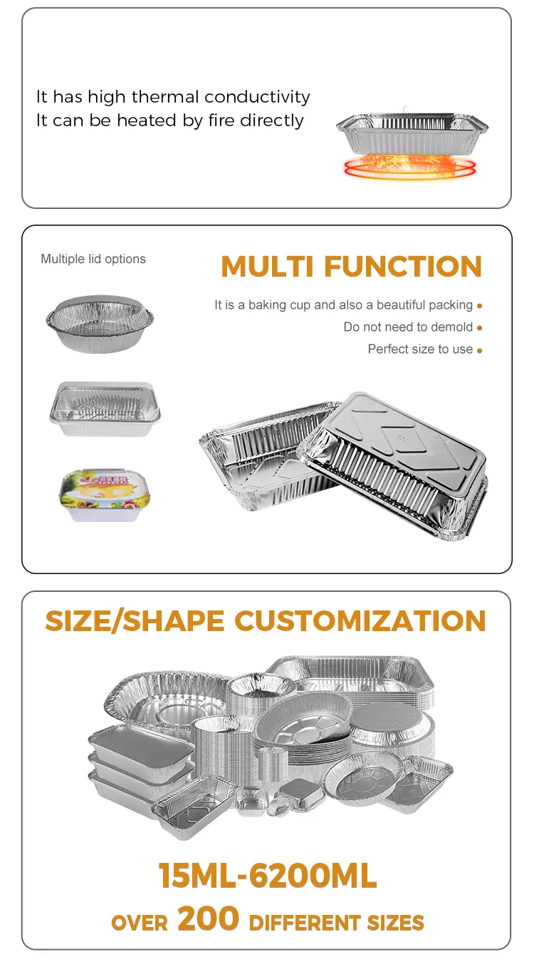 Round Silver Aluminum Foil Containers for Air Fryer