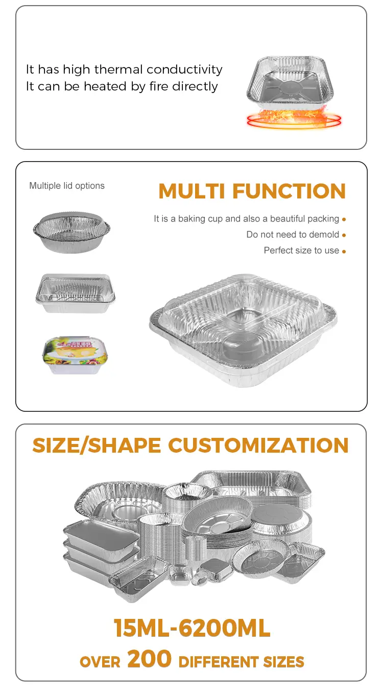 Square Takeaway Silver Aluminum Foil Containers