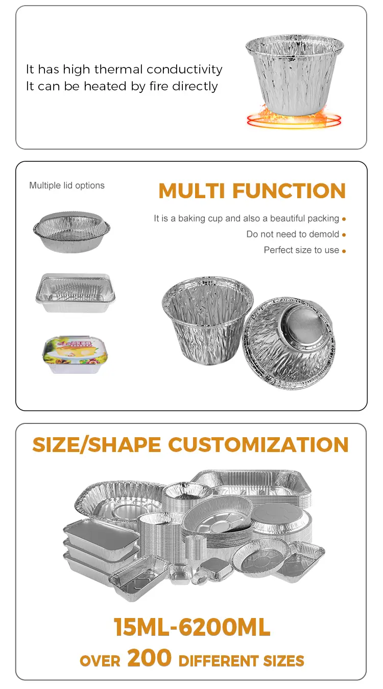  Cake Mould Round Air Fryer Silver Aluminum Foil Containers for Air Fryer