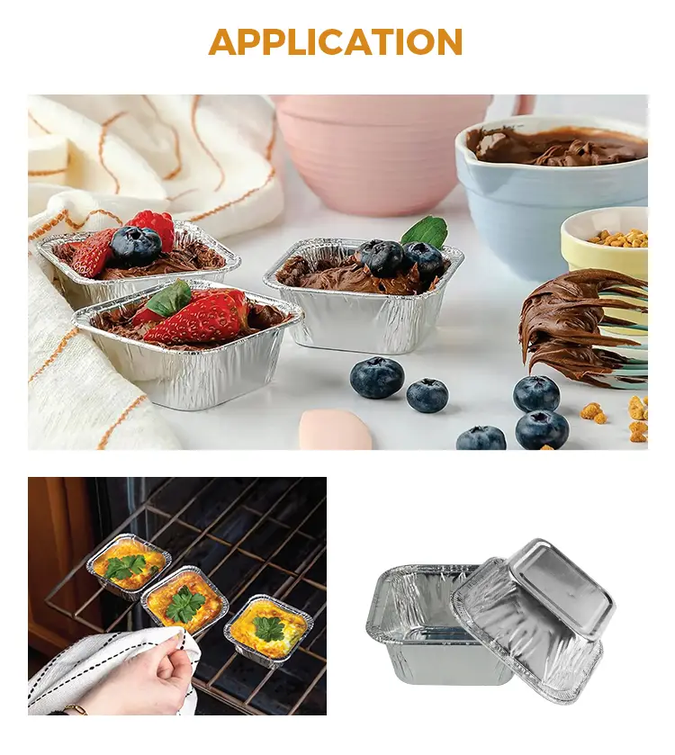 Mini baked cake Square Silver Aluminum Foil Food Container