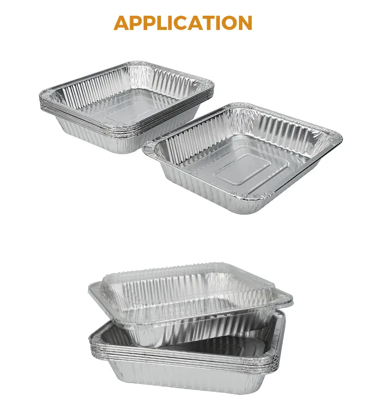 Rectangular takeaway large silver foil container