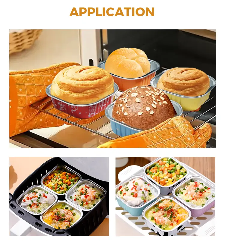 Square Heat-Sealed Smoothwall Aluminum Foil Containers