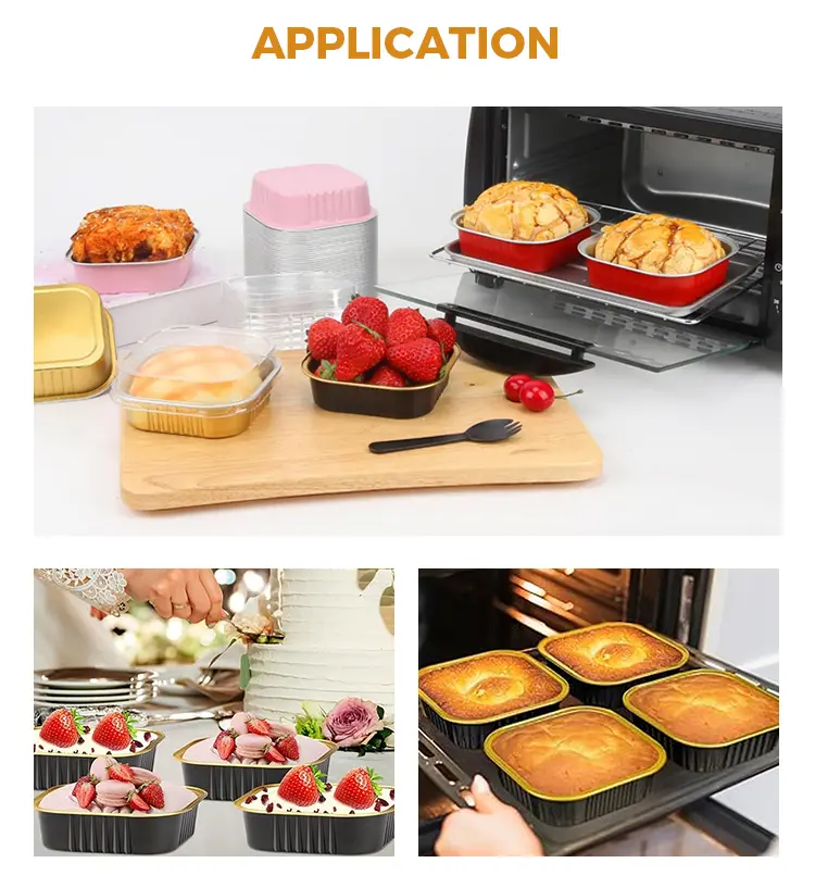 Rectangular Bakery Boxes Heat-Sealed Smooth Wall Aluminum Foil Containers