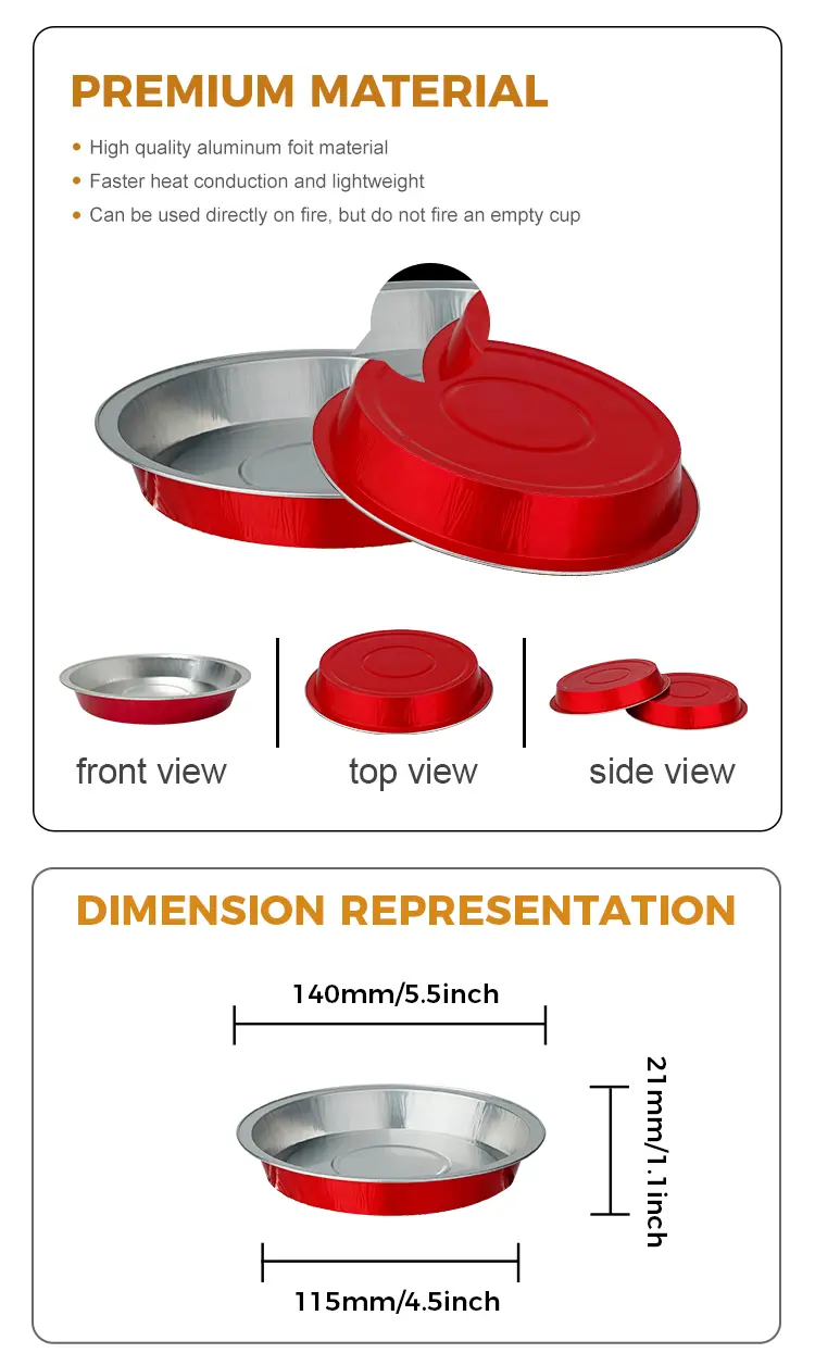Round Heat-Sealed Smoothwall Aluminum Foil Containers