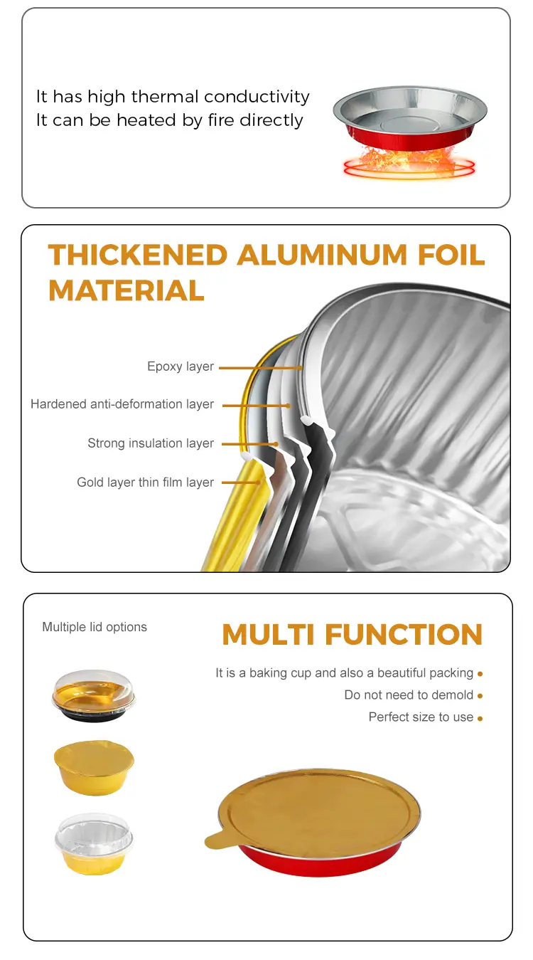 Round Heat-Sealed Smoothwall Aluminum Foil Containers