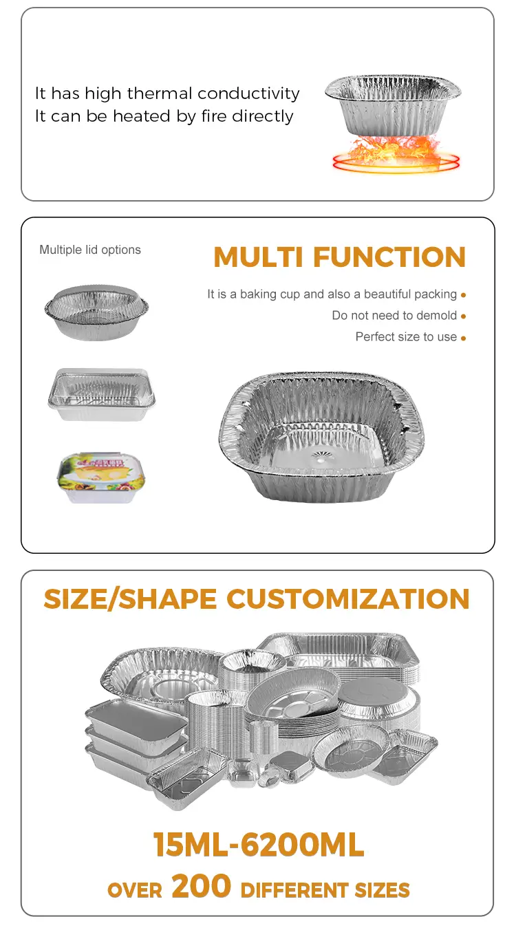 Square silver takeaway packing Aluminum Foil Container