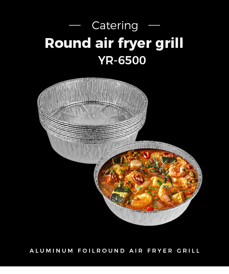 Round air fryer grill Silver Aluminum Foil Food Container