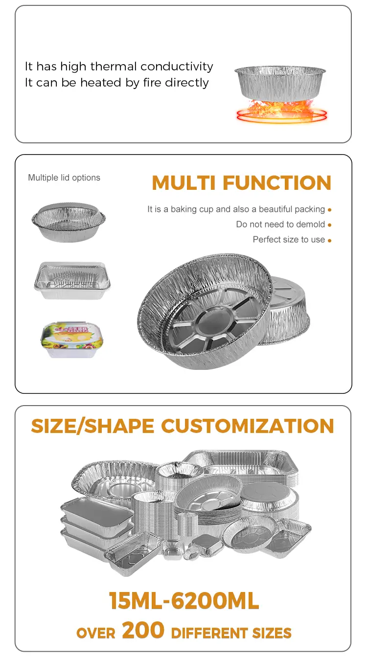 Round air fryer grill Silver Aluminum Foil Food Container