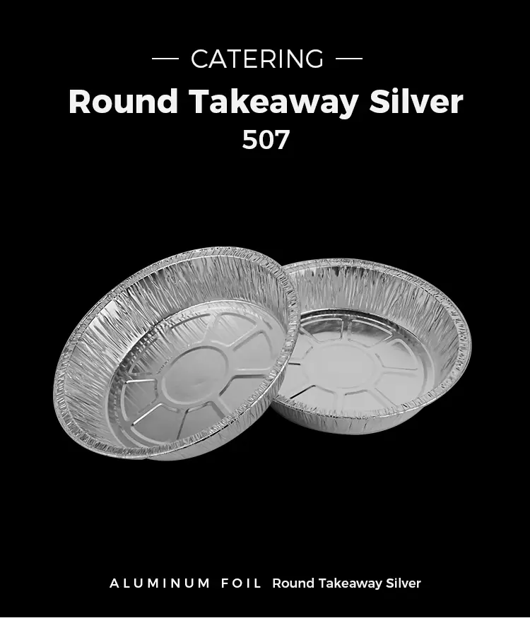 Disposable Round Silver Aluminum Foil Containers For Takeaway Food