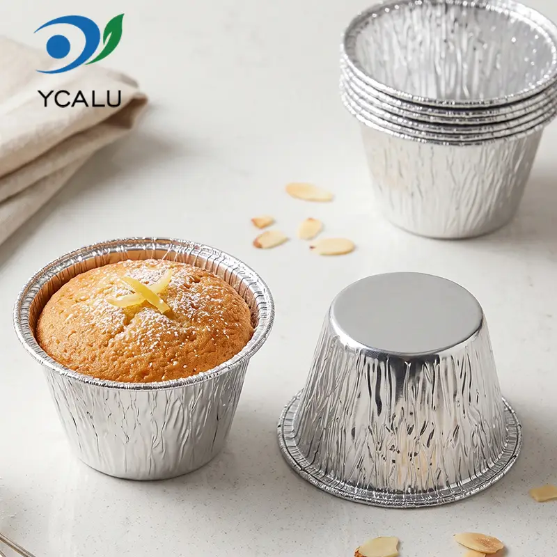 Disposable Mini Cake Cup Silver Aluminum Foil Containers application2