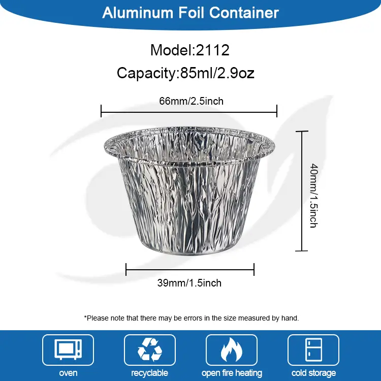 Disposable Mini Cake Cup Silver Aluminum Foil Containers