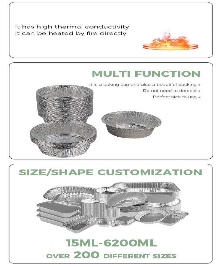 Round small baking Silver Aluminum Foil Containers