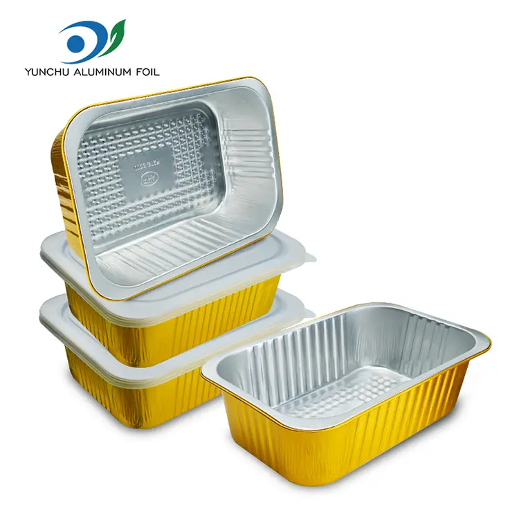 Large capacity rectangular gold Aluminum Foil Containers
