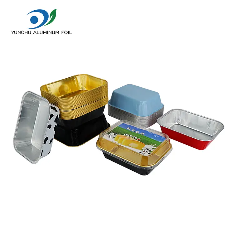 Rectangular Bakery Boxes Heat-Sealed Smooth Wall Aluminum Foil Containers