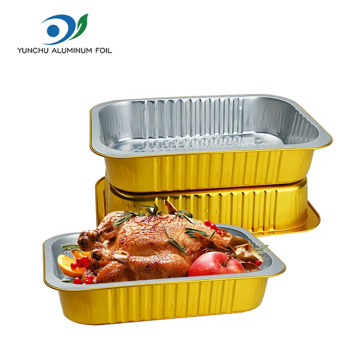 Rectangular gold Aluminum Foil Containers