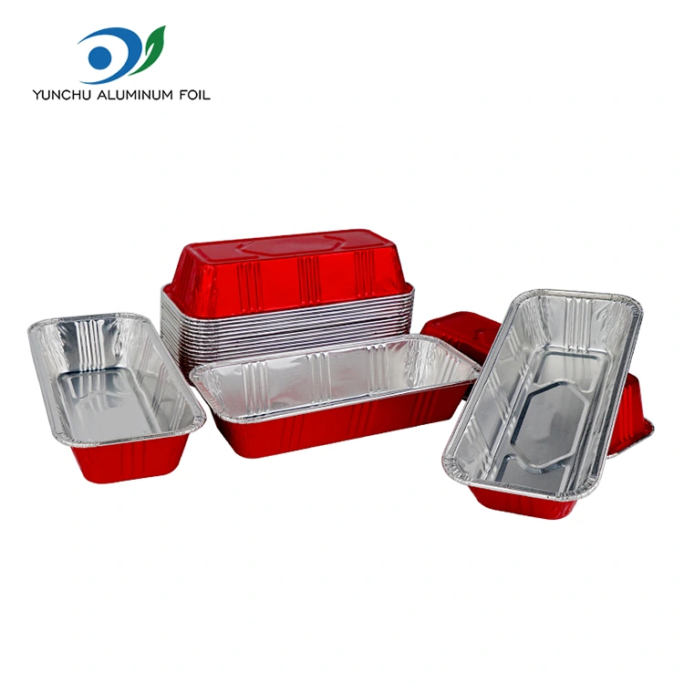 Rectangular red bakery catering Silver Aluminum Foil Containers