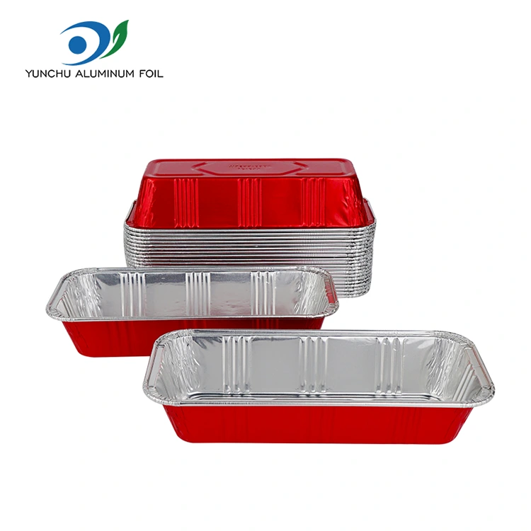 Rectangular red bakery catering Silver Aluminum Foil Containers