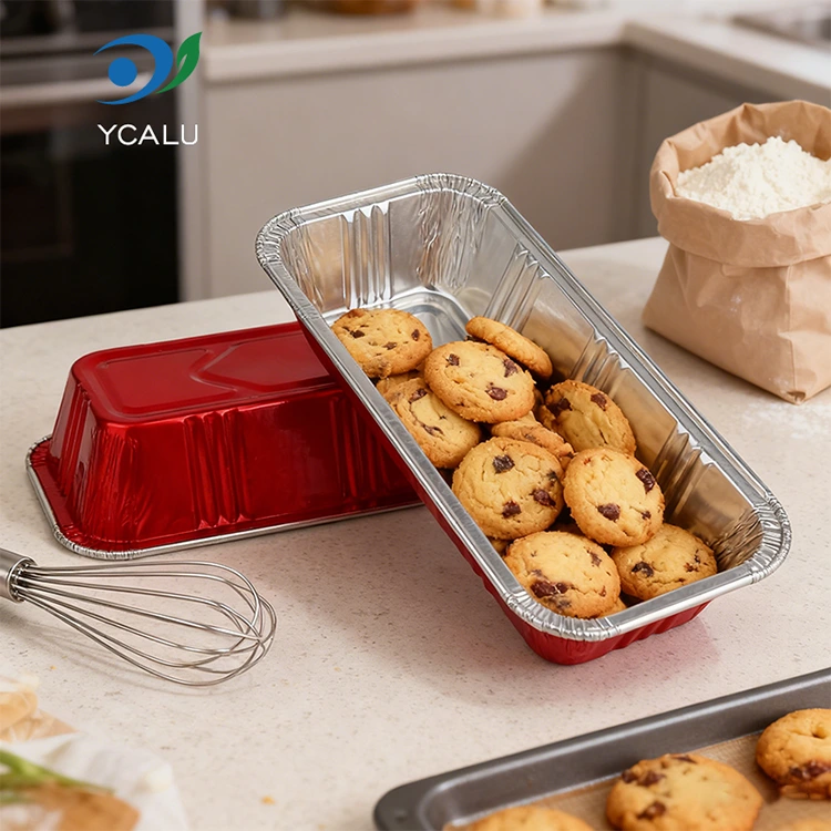 Rectangular red bakery catering Silver Aluminum Foil Containers