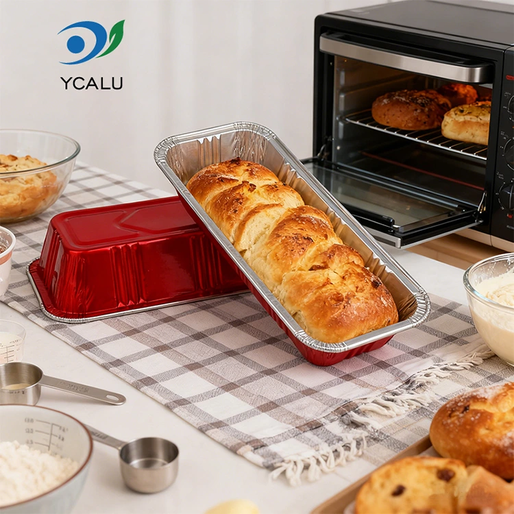 Rectangular red bakery catering Silver Aluminum Foil Containers