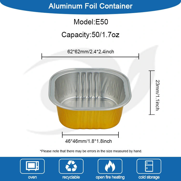 Square dessert baking cups Smoothwall Aluminum Foil Containers