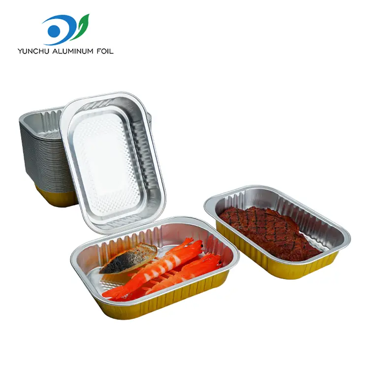 Square Takeaway dining Golden Aluminum Foil Containers