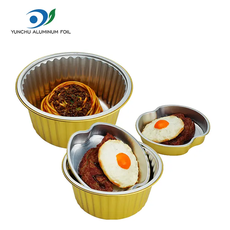 Takeaway dining Golden Round Aluminum Foil Containers
