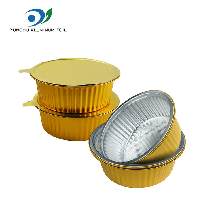 Takeaway Small Hot Pot Golden Round Aluminum Foil Containers