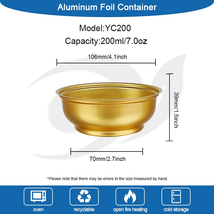 200ml Round Golden Aluminum Foil Bowl